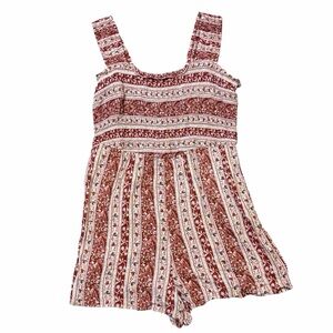 American Eagle Burnt Orange and Ivory Floral Print Romper Size XL